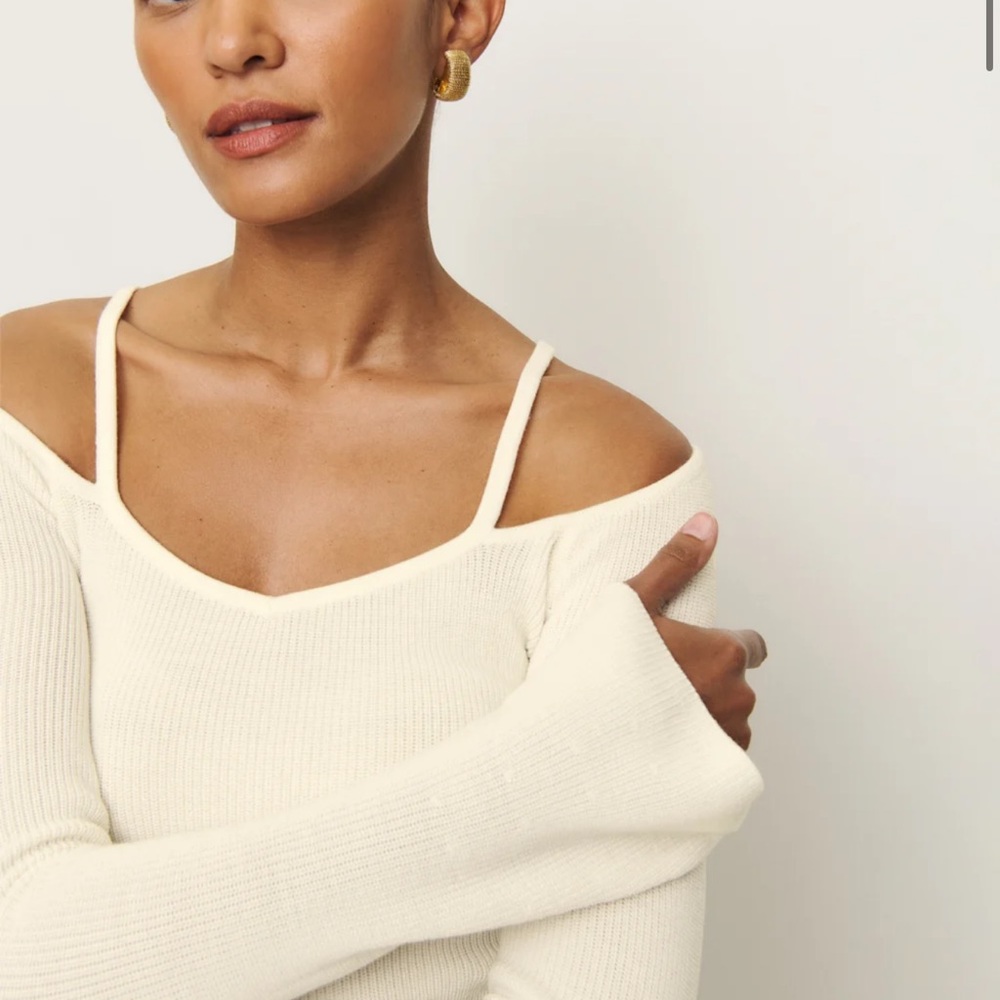 Reformation Cream Off-Shoulder Sweater